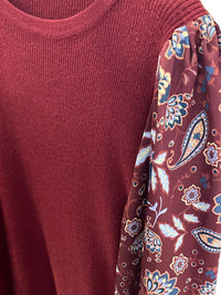 SKIES ARE BLUE Women's Long Sleeve Tops in burgundy - women's long sleeve top - detail view