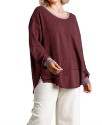 Umgee - Layered Frayed Hem Top