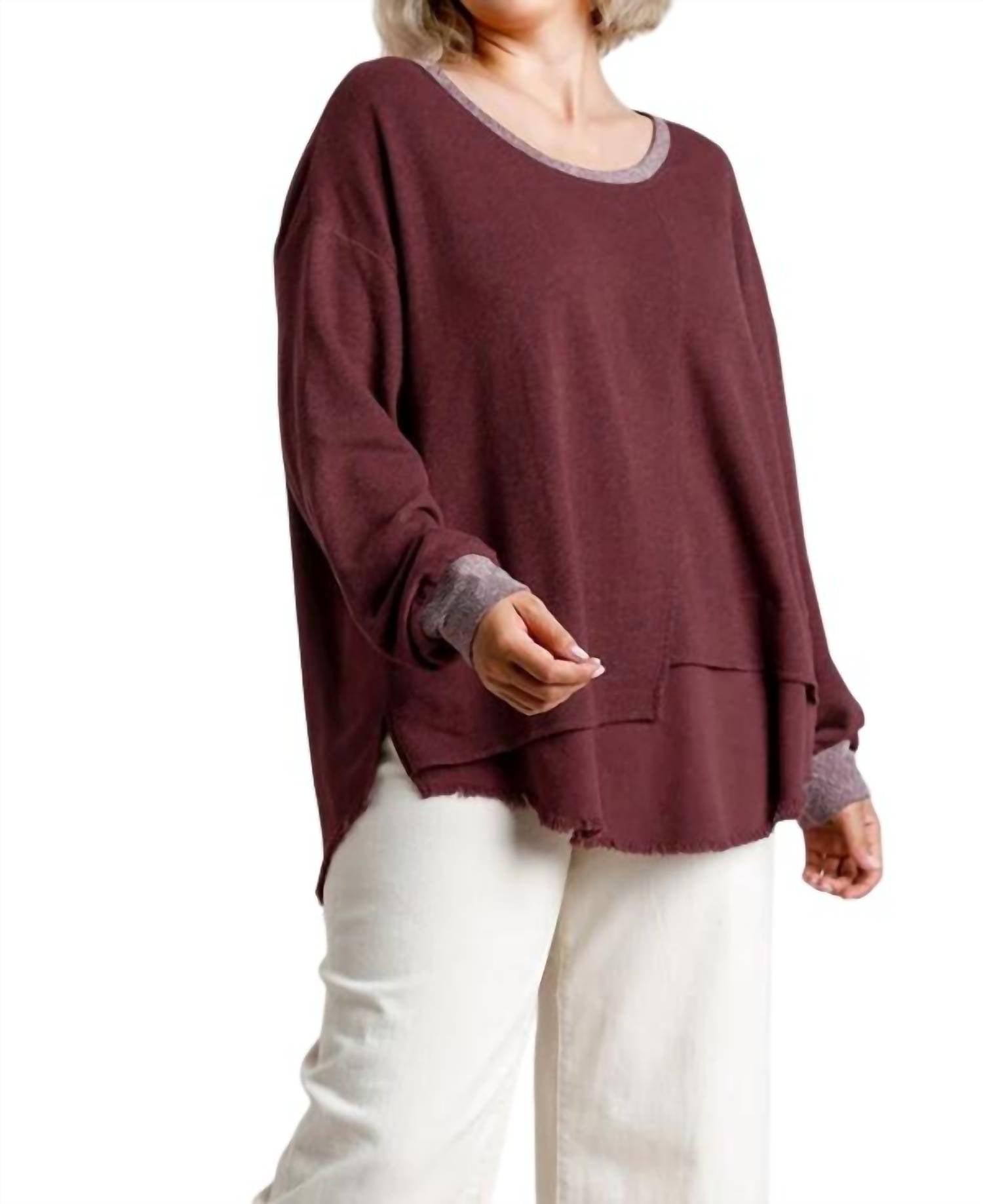 Umgee - Layered Frayed Hem Top