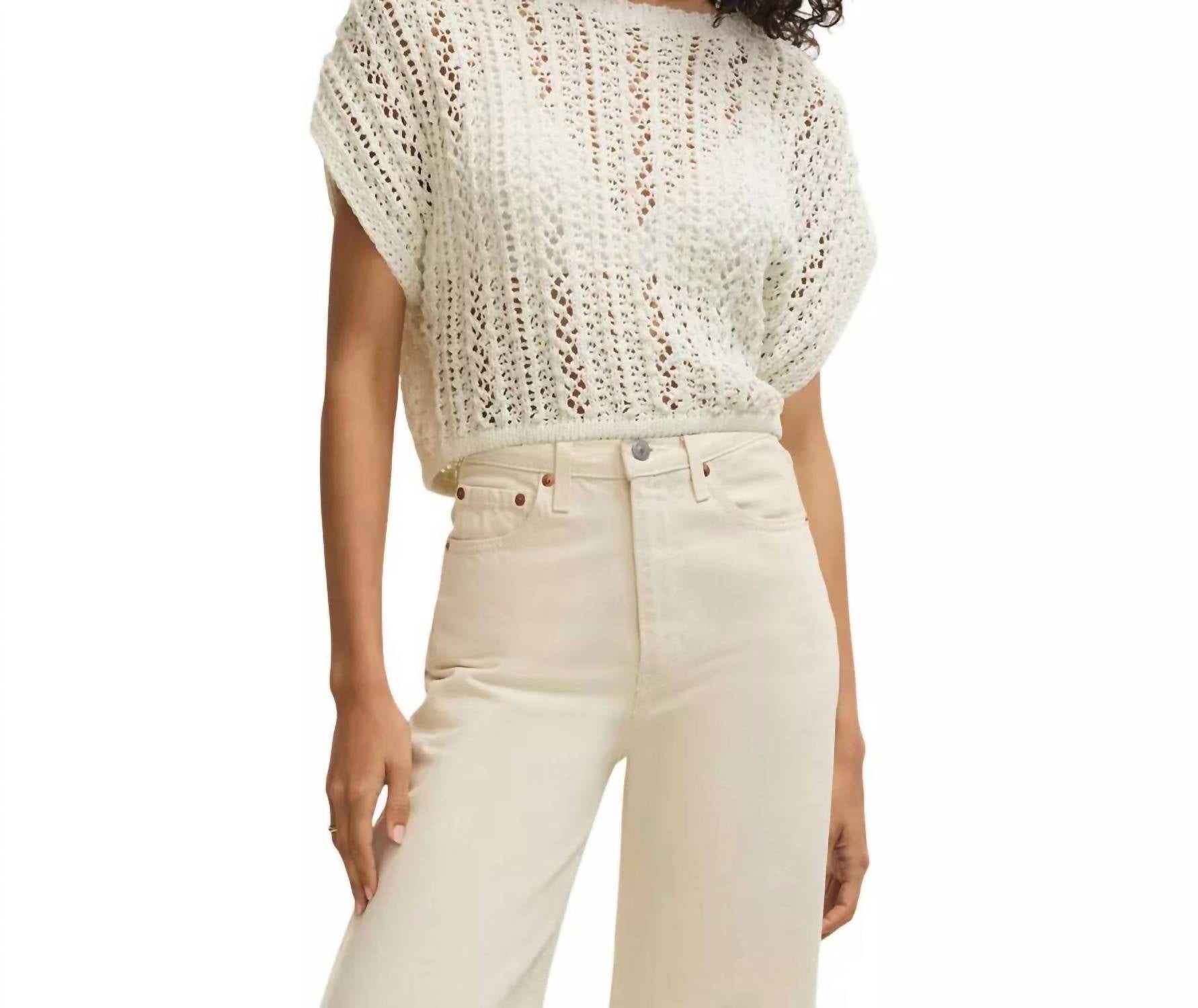 Z Supply Ballast Crochet Top in white - women's tank top