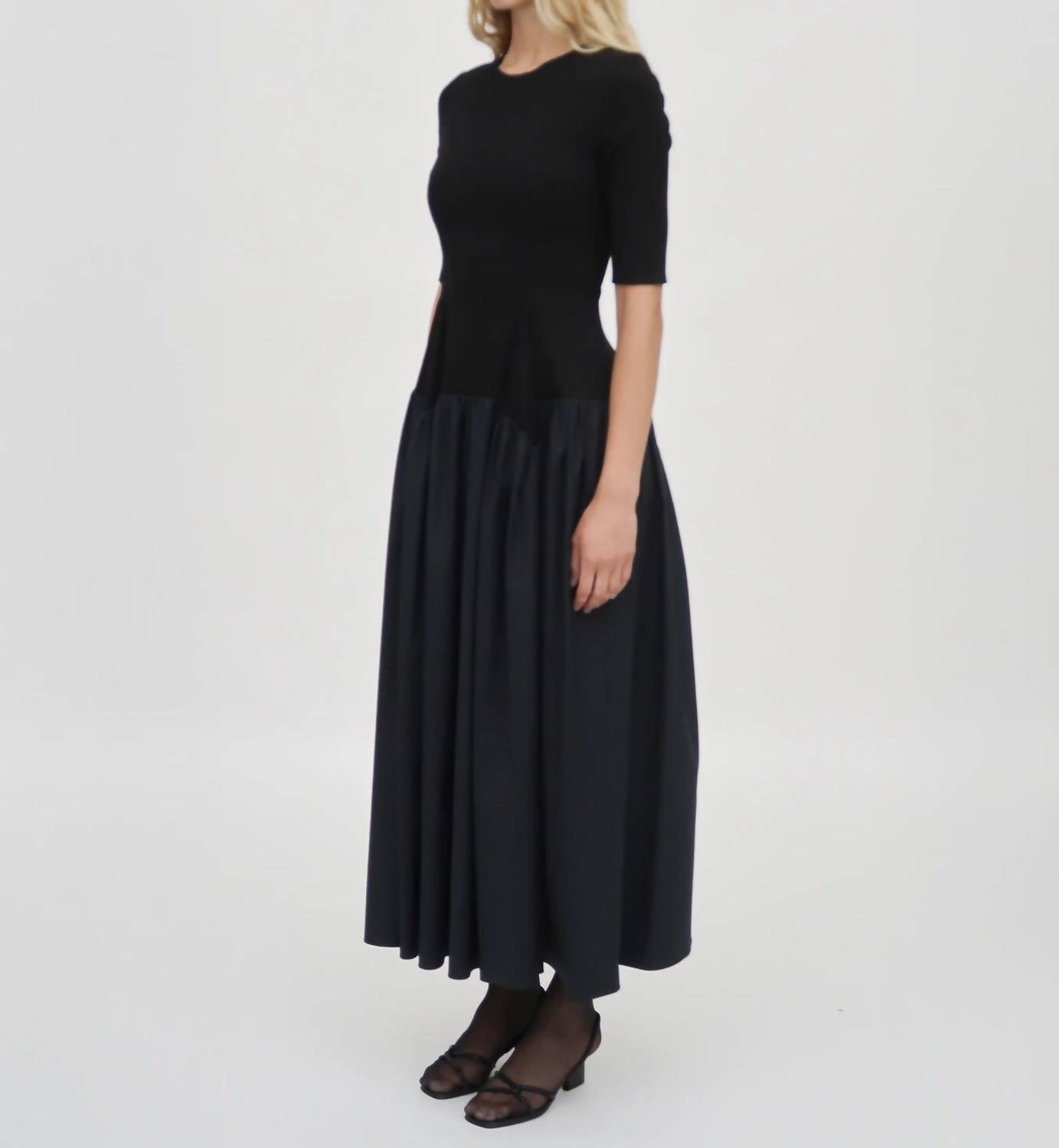 Rosetta Getty - Fitted Gathered Peplum Combo Dress