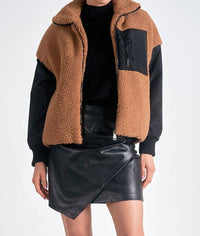 ELAN Faux Fur Jacket in brown - women's jacket