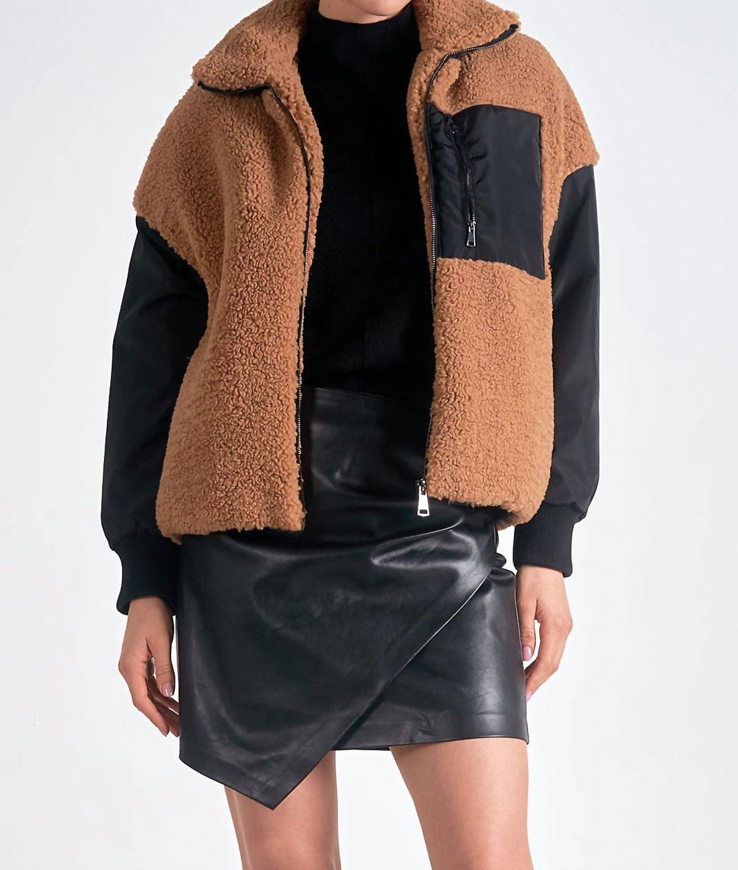ELAN Faux Fur Jacket in brown - women's jacket