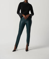 Joseph Ribkoff High-waisted Slim Leather Leggings in emerald - women's pants - alternate view