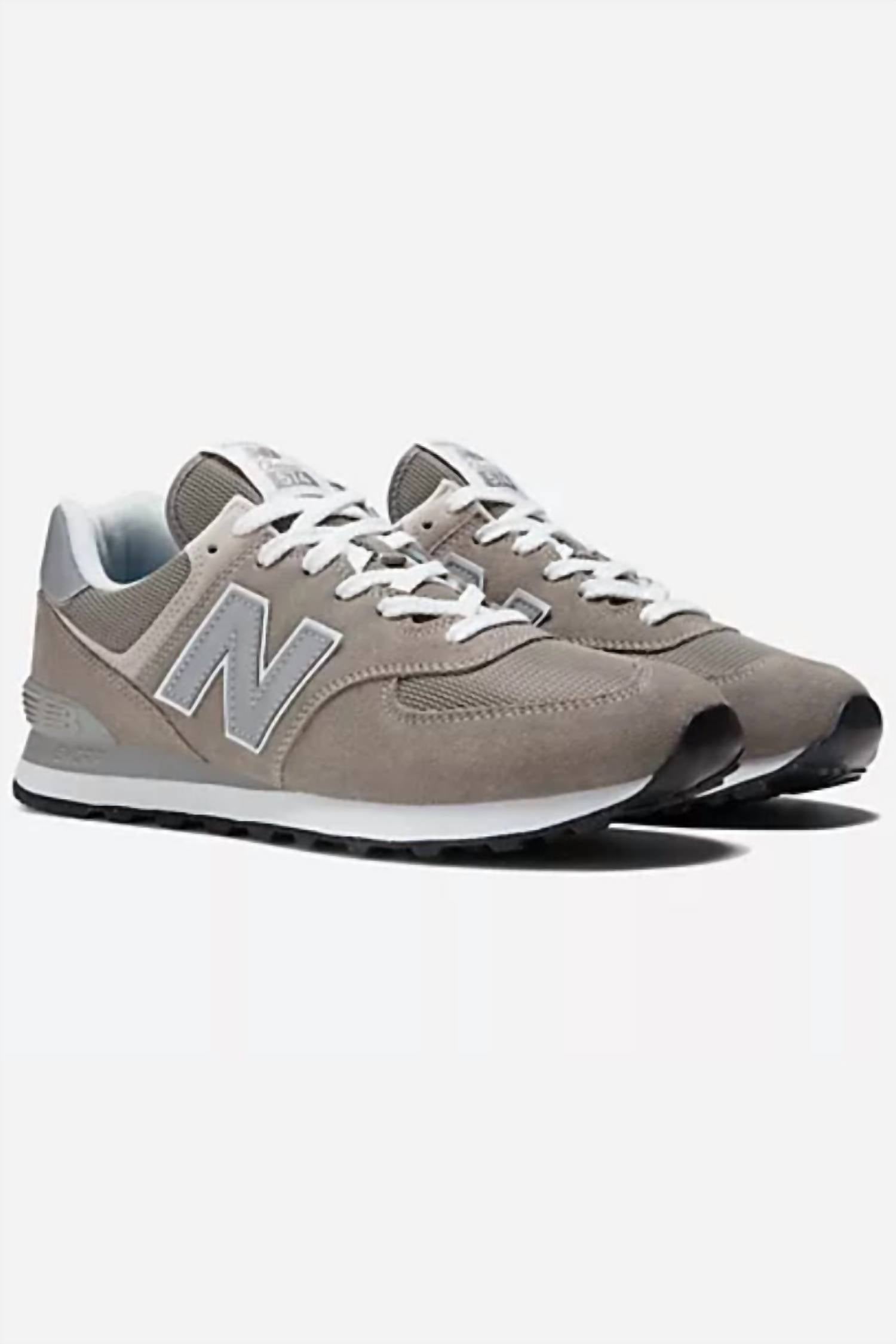 New Balance Men's 574 Core Sneakers in grey with white - men's sneaker - alternate view
