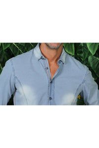 Eight X - Pattern Denim Jacquard Button Down Shirt
