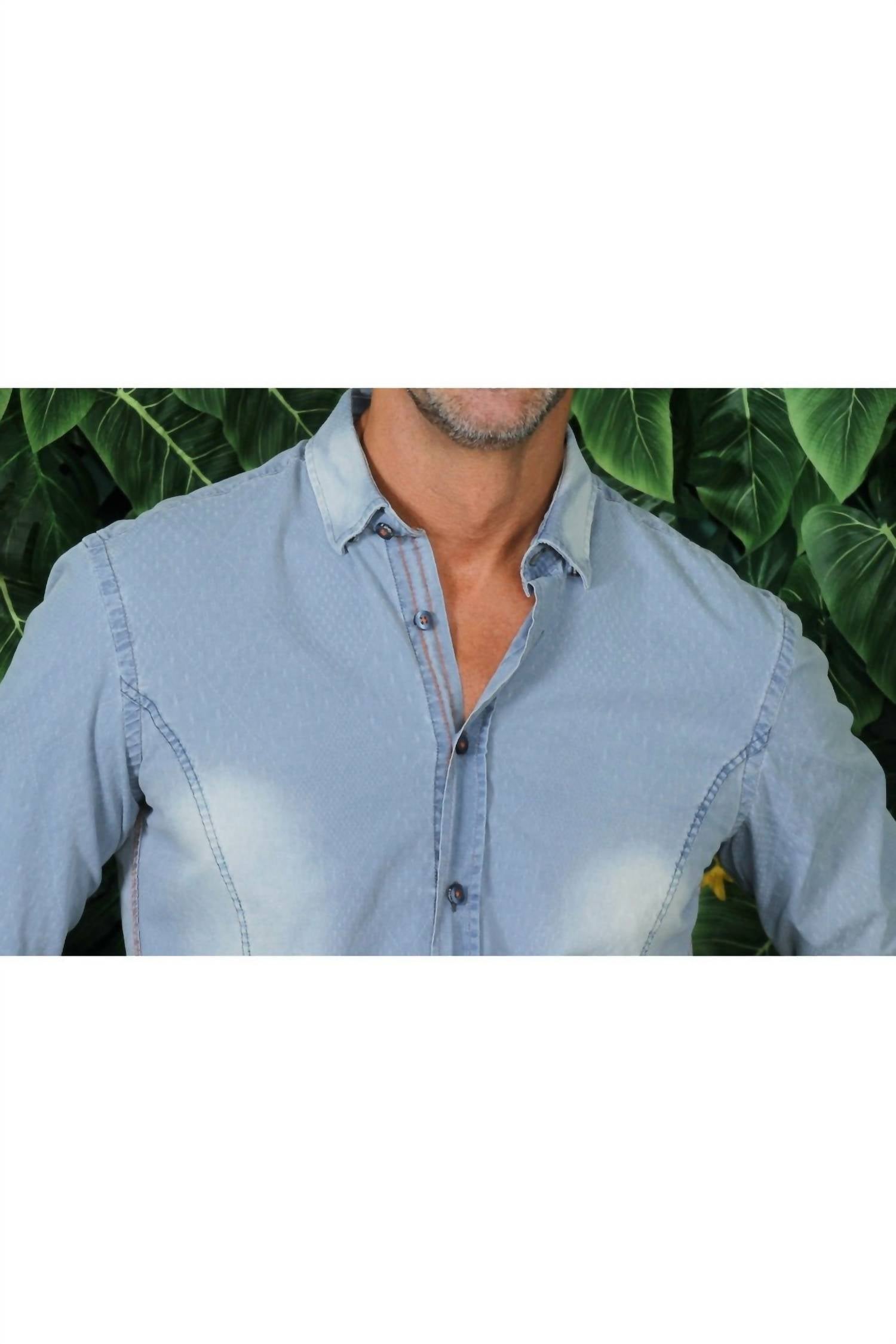 Eight X - Pattern Denim Jacquard Button Down Shirt