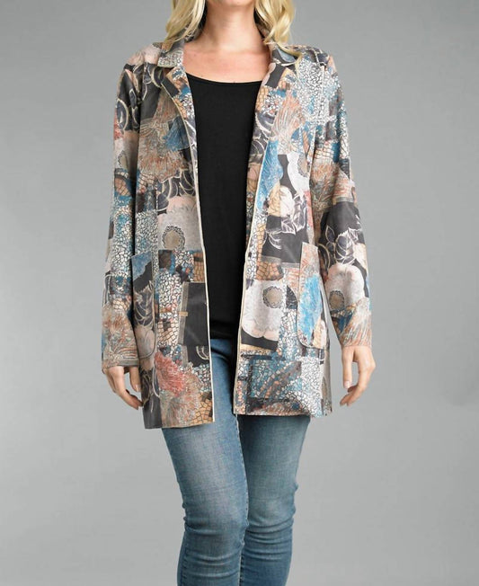 Mosaic Print Suede Jacket