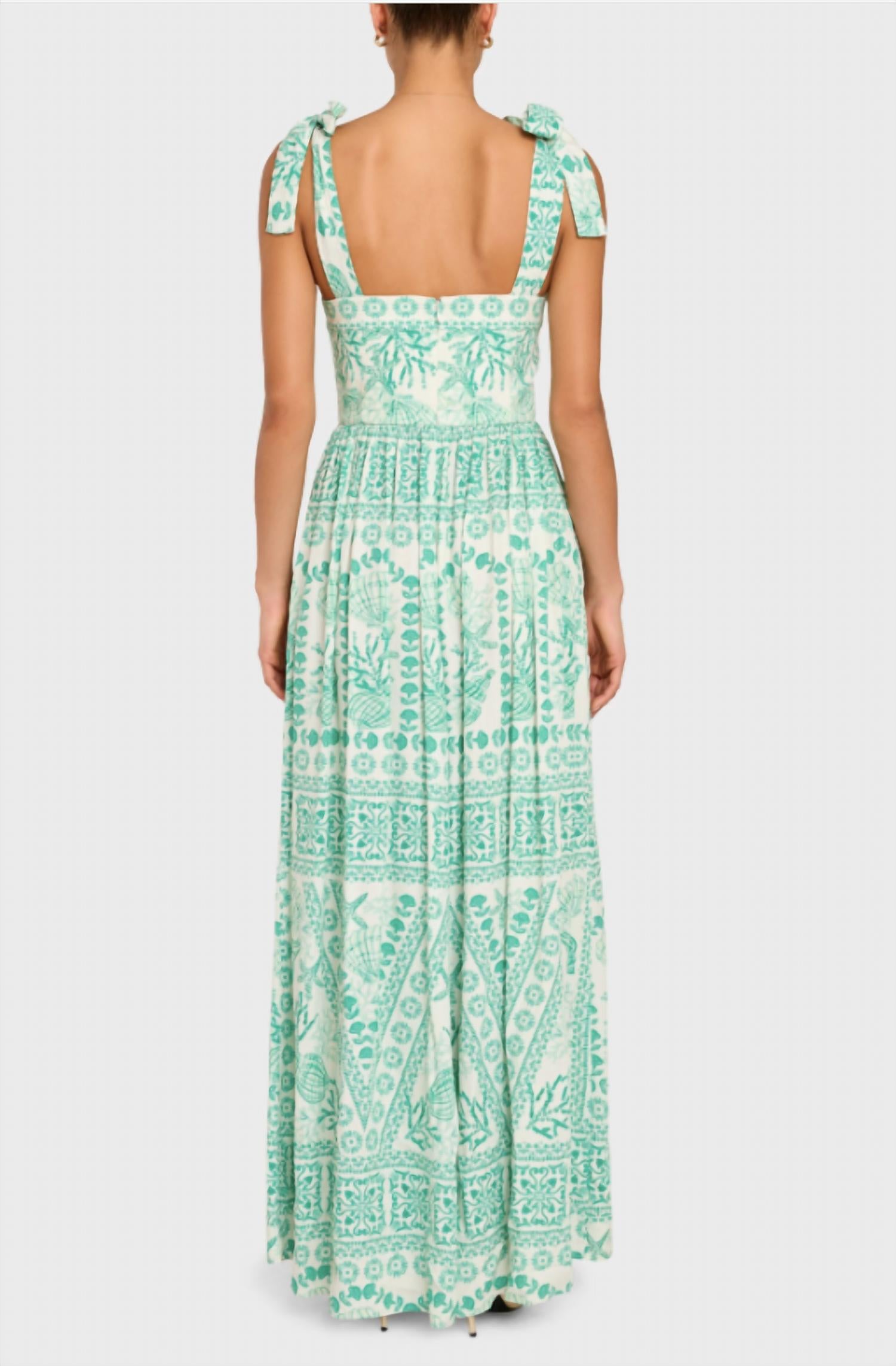 Amanda Uprichard Fredonia Maxi Dress in reef print - women's dress - detail view