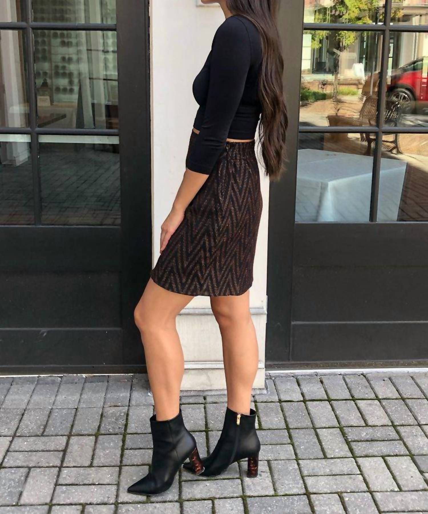 Metallic Chevron Mini Skirt