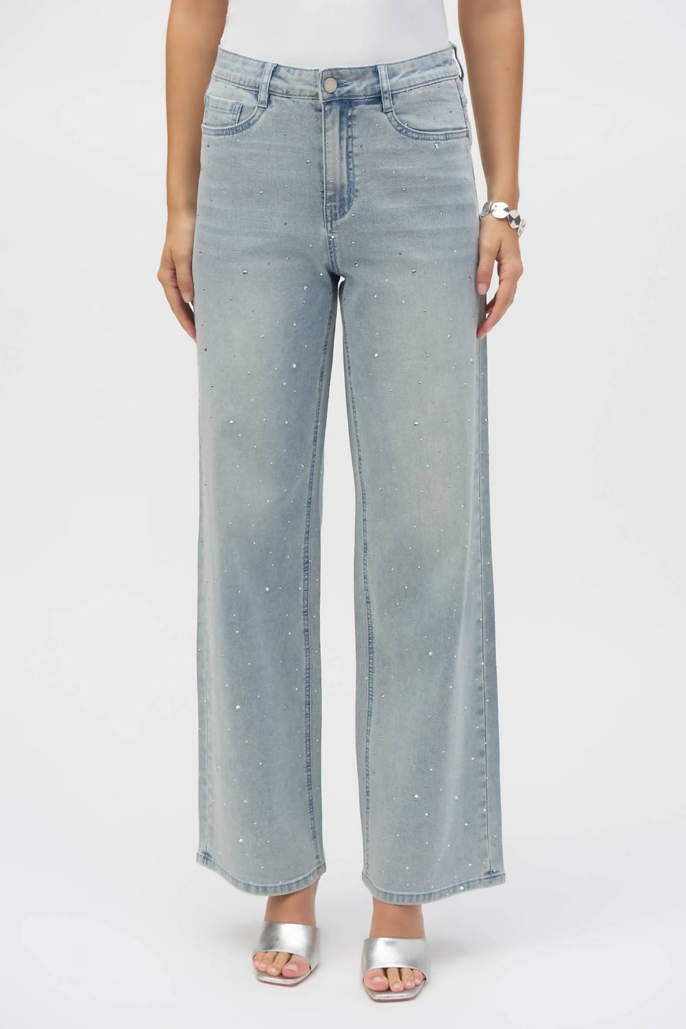 Joseph Ribkoff - Coralie Classic Wide Leg Stretch Jeans With Crystals