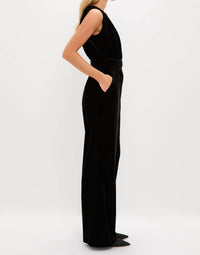 Hyacinth House Velvet One-shoulder Jumpsuit in black - women's pants - alternate view