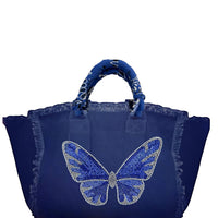 Hipchik - Women's Butterfly Fringe Canvas Tote Bag
