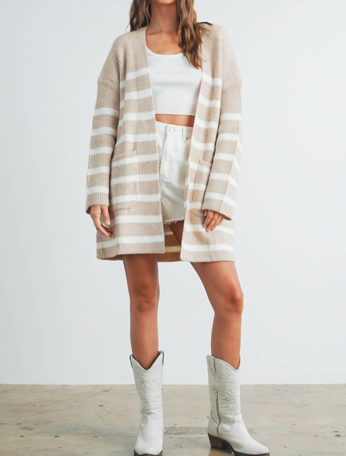 Buttermelon - Knitted Stripe Maxi Cardigan