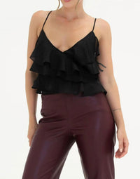 Rumored - Lurex Ruffle Wrap Tank