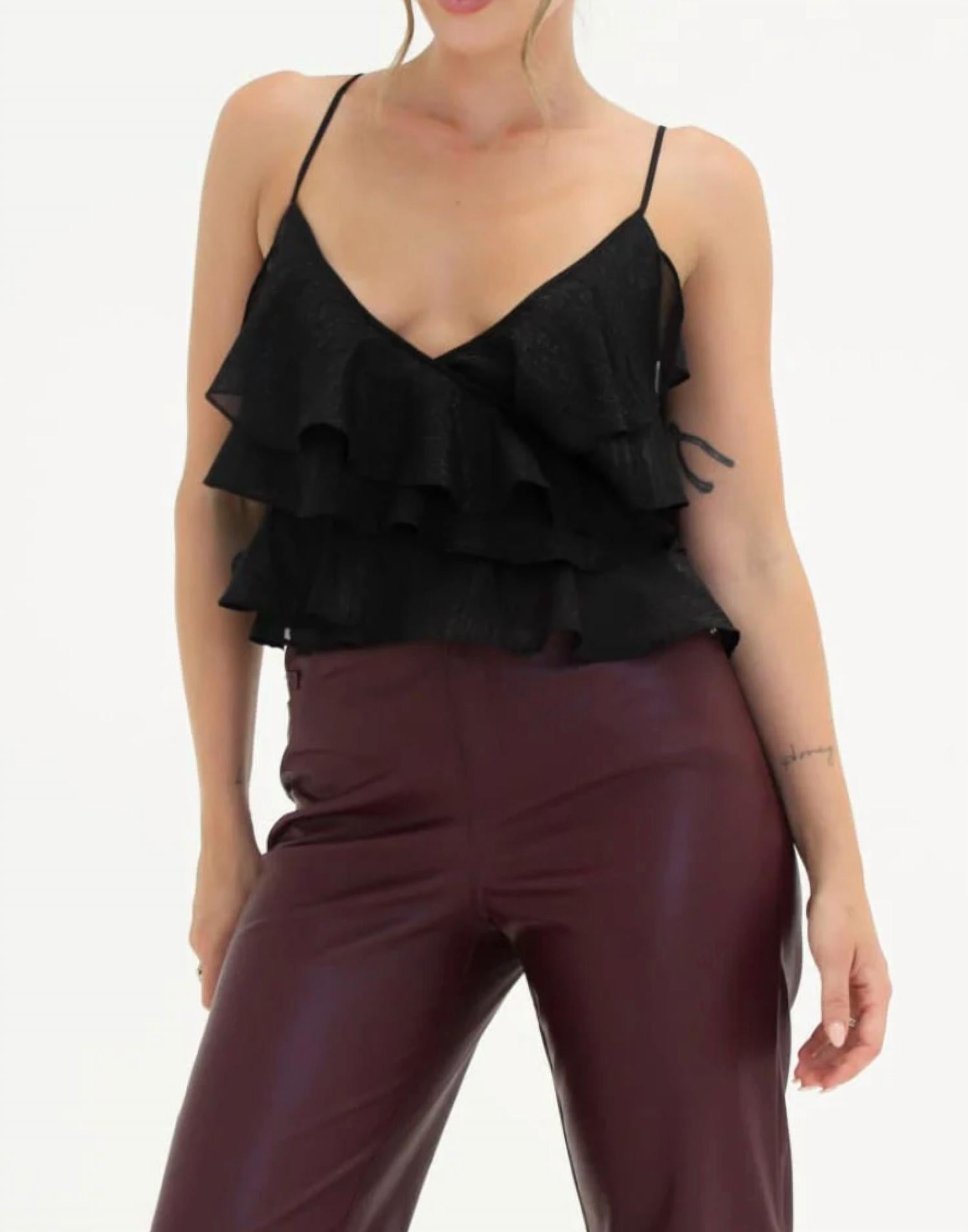 Rumored - Lurex Ruffle Wrap Tank