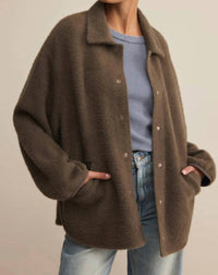 Z Supply Bronx Sweater Knit Jacket in tavern - women's jacket - detail view