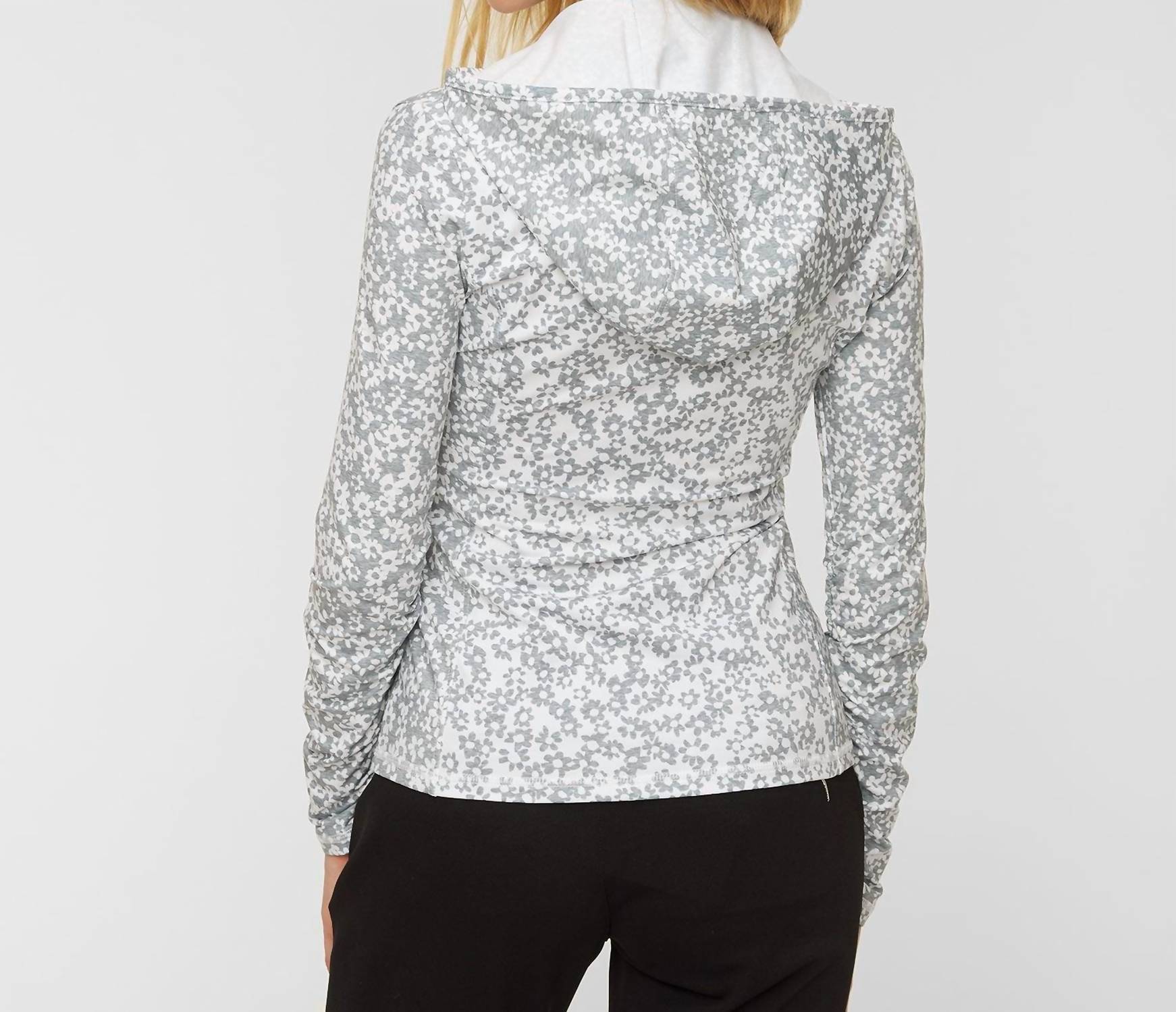 FLORAL PRINT FULL ZIP HOODIE