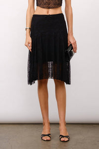Golden - Bethel Lace Flared Midi Skirt