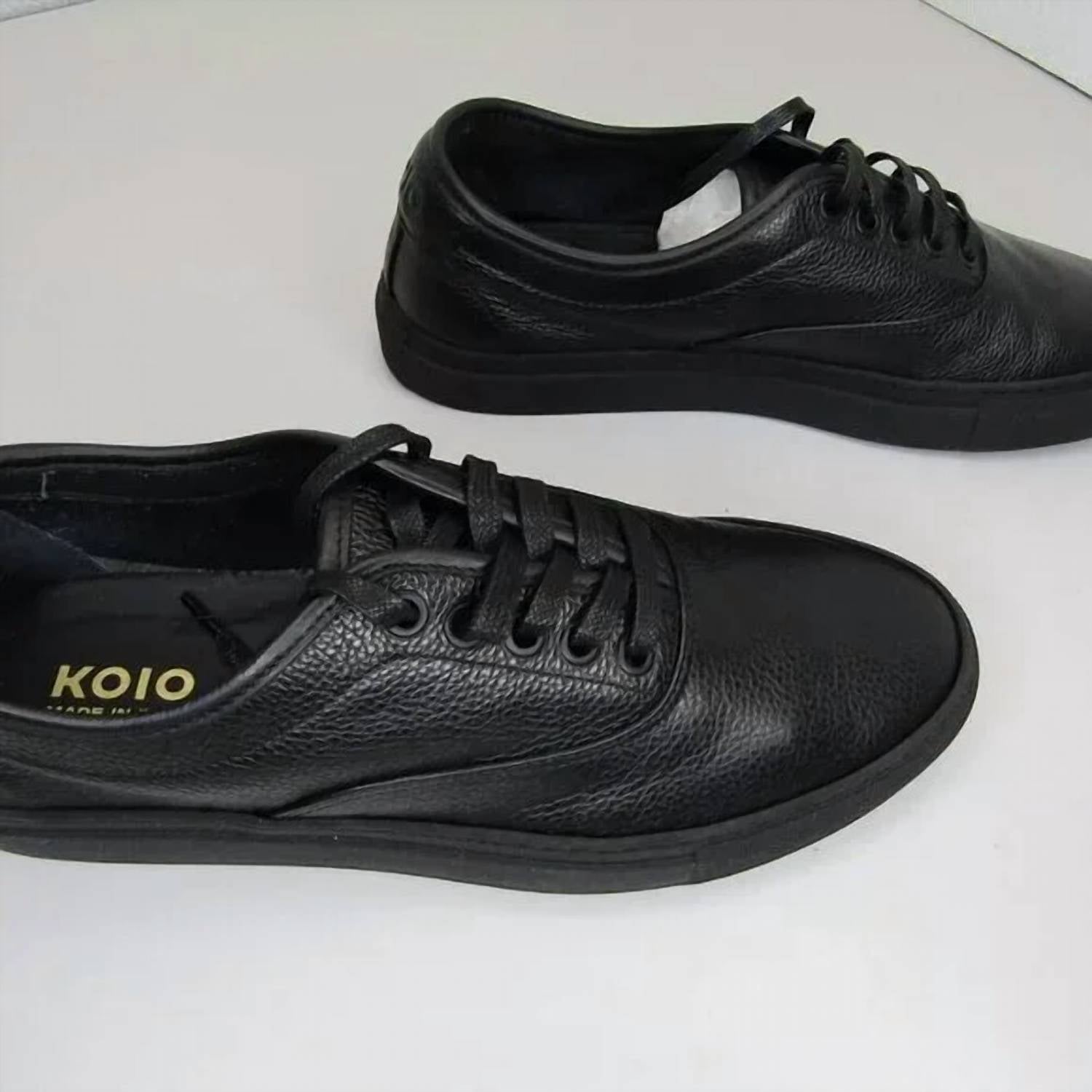 Koio Men's Portofino Leather Low Top Sneakers in black - men's sneaker - alternate view