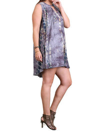 Umgee - Tie Dye Sleeveless Keyhole Dress - Plus