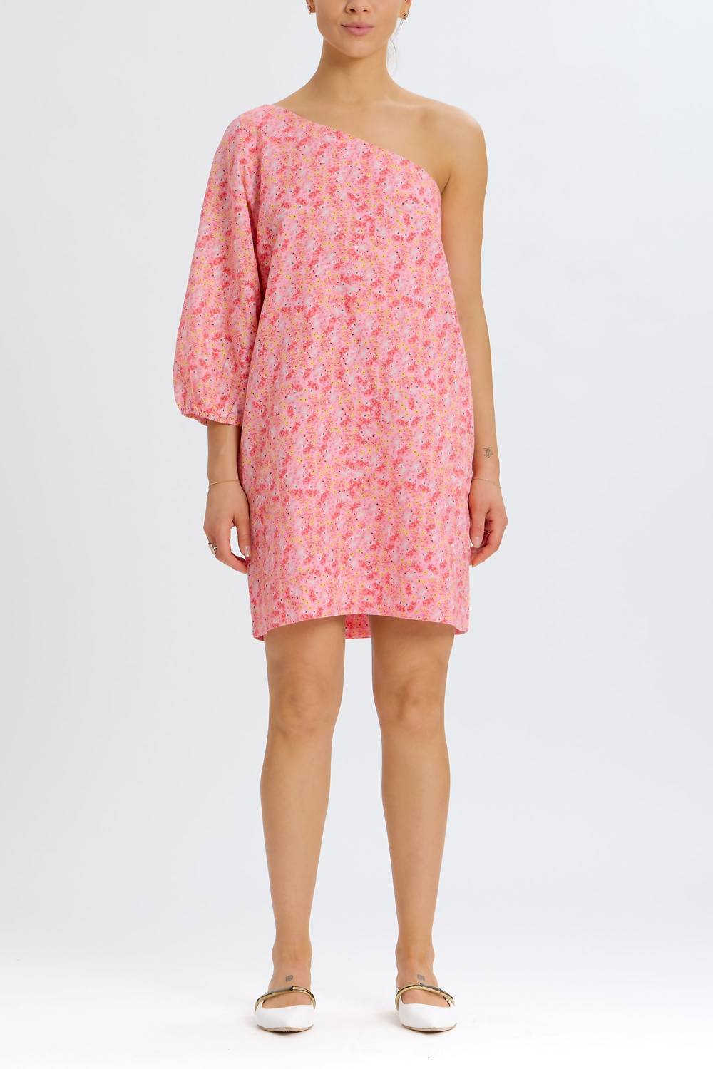 Something Navy - Mini Floral One Shoulder Dress
