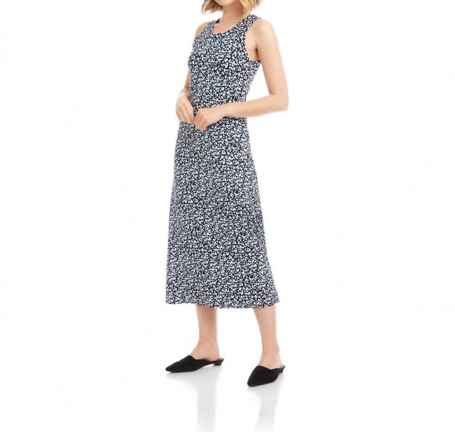 Karen Kane Sleeveless Side Slit Midi Dress in painted heart knit print - women's dress - alternate view