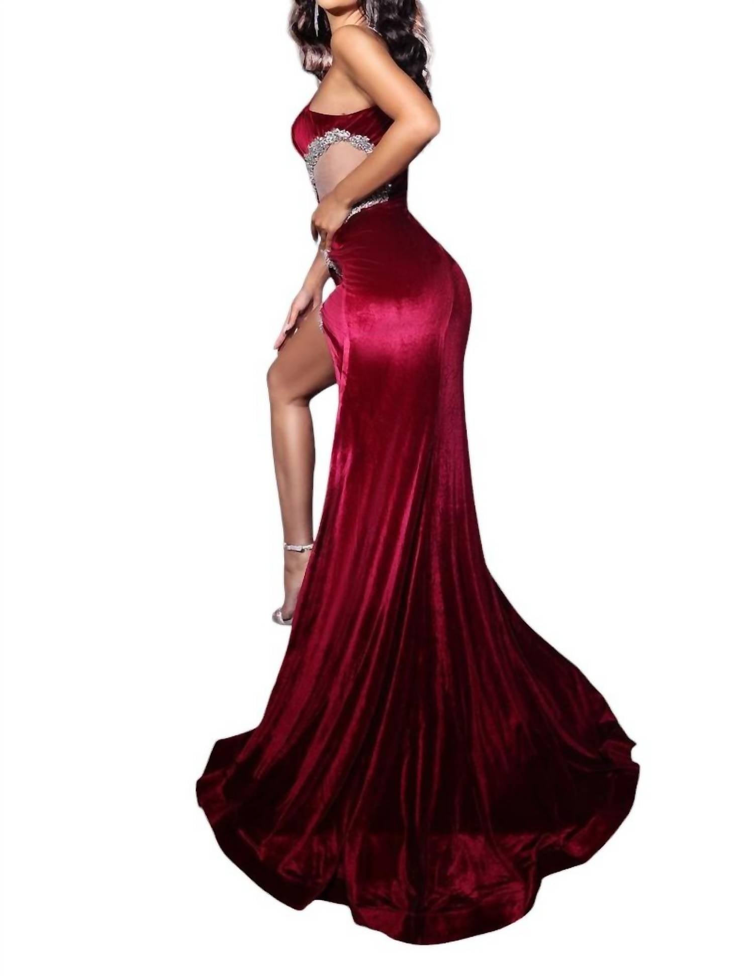 Portia&Scarlett - VELVET BEADED ONE SHOULDER DRESS