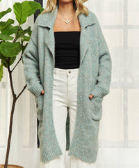 Madelyn Long Sleeve Sweater Pocket Cardigan Top in blue - women's sweater