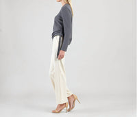 Clara Sun Woo - Soft Ribbed Side Pull Tie Sweater Top