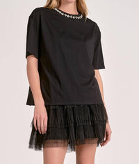 Elan - Women's Embellished Neck Top