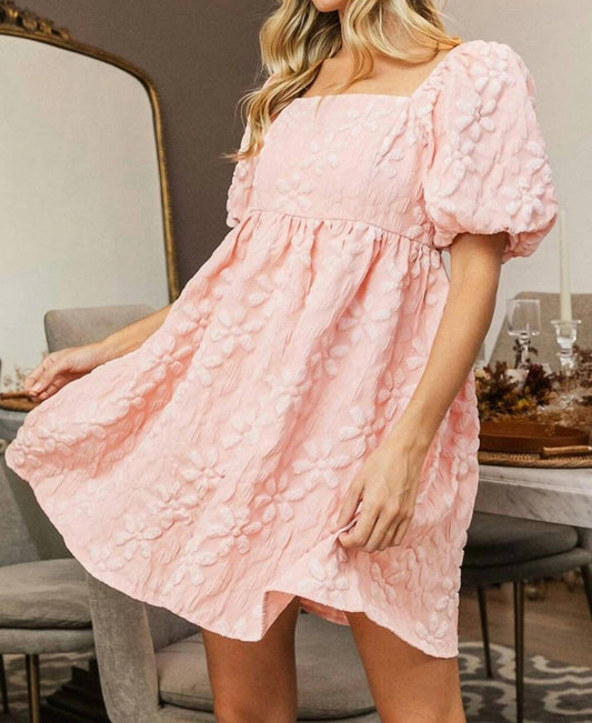 Bibi - Flower Square Neck Puff Sleeve Dress