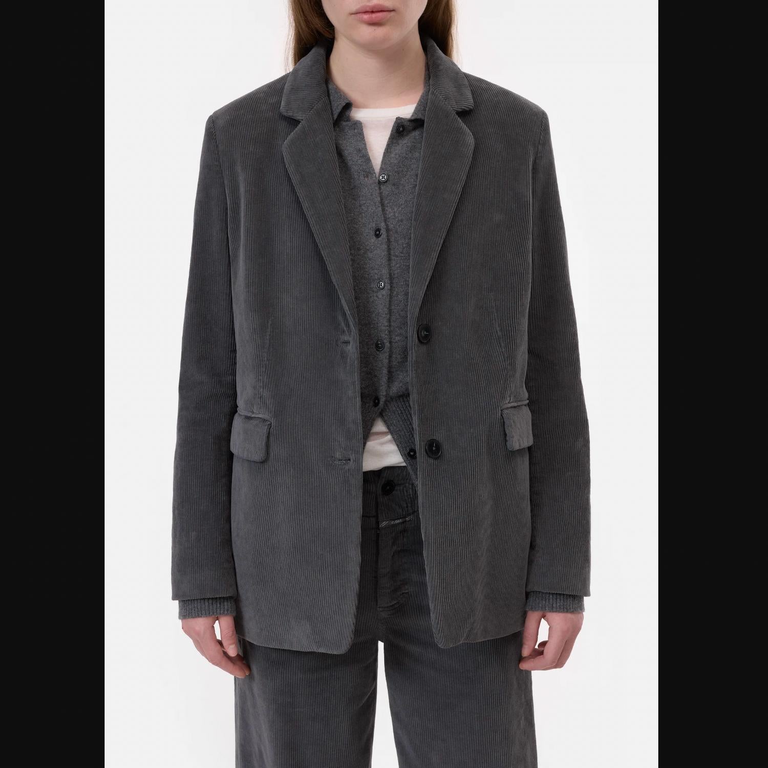 CLOSED Lola Corduroy Blazer in grey coal - women's jacket - detail view