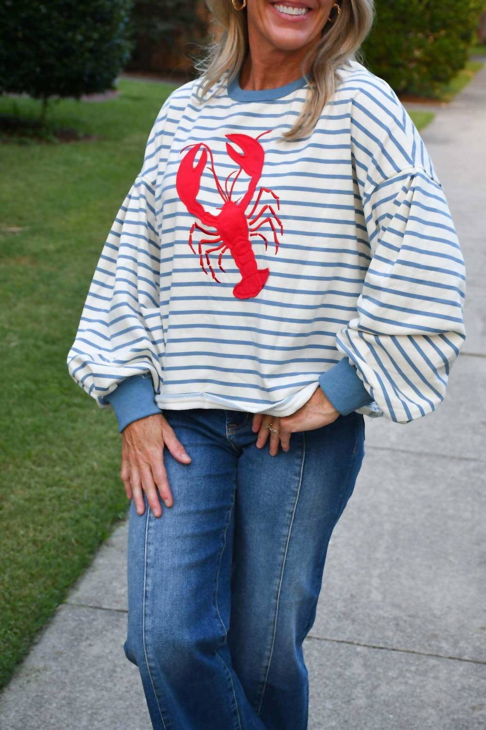 Very J - Lobster Stripe Long Sleeve Top