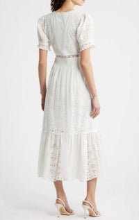 LoveShackFancy Tarragon Midi Dress in white - women's dress - detail view