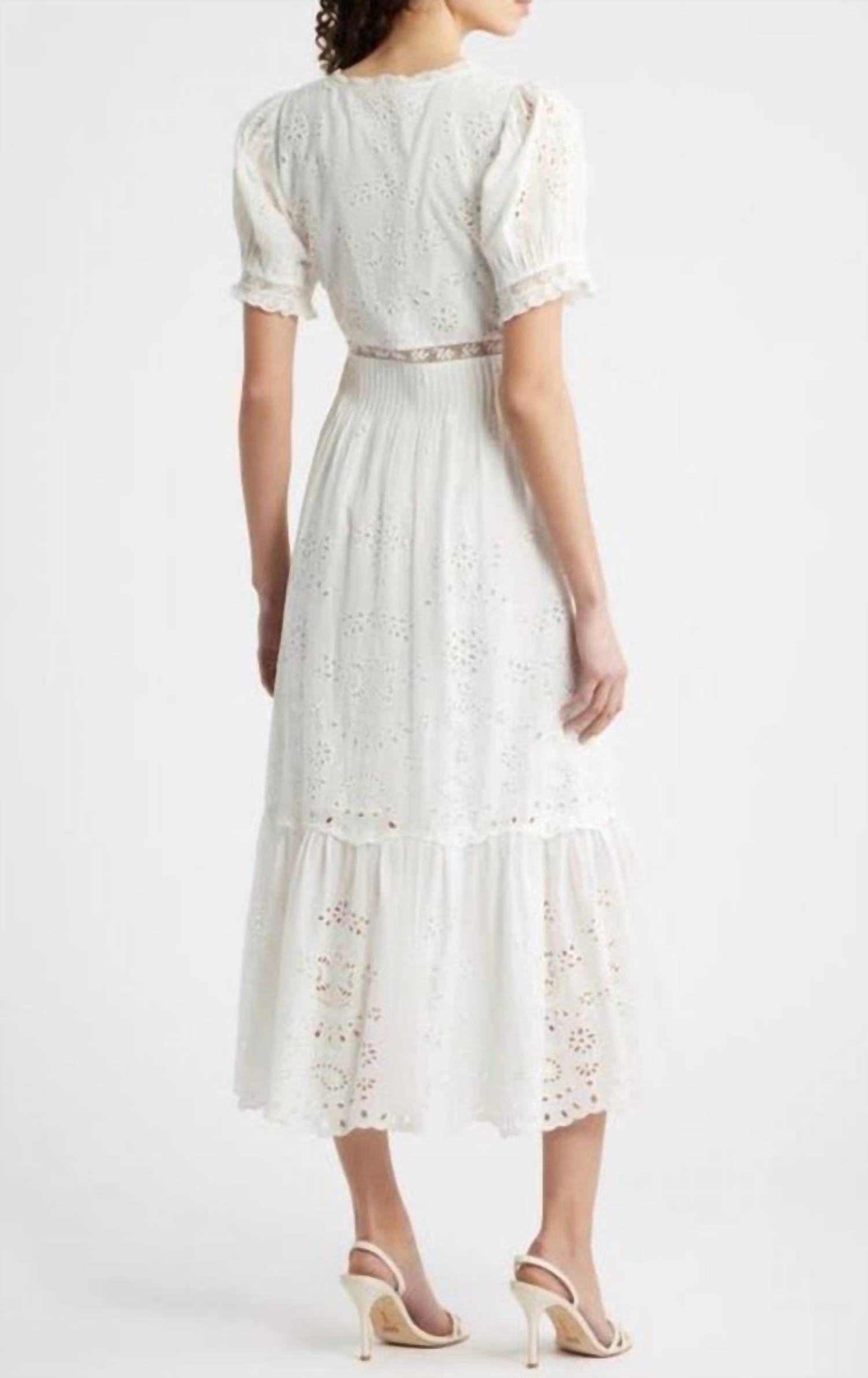 LoveShackFancy Tarragon Midi Dress in white - women's dress - detail view