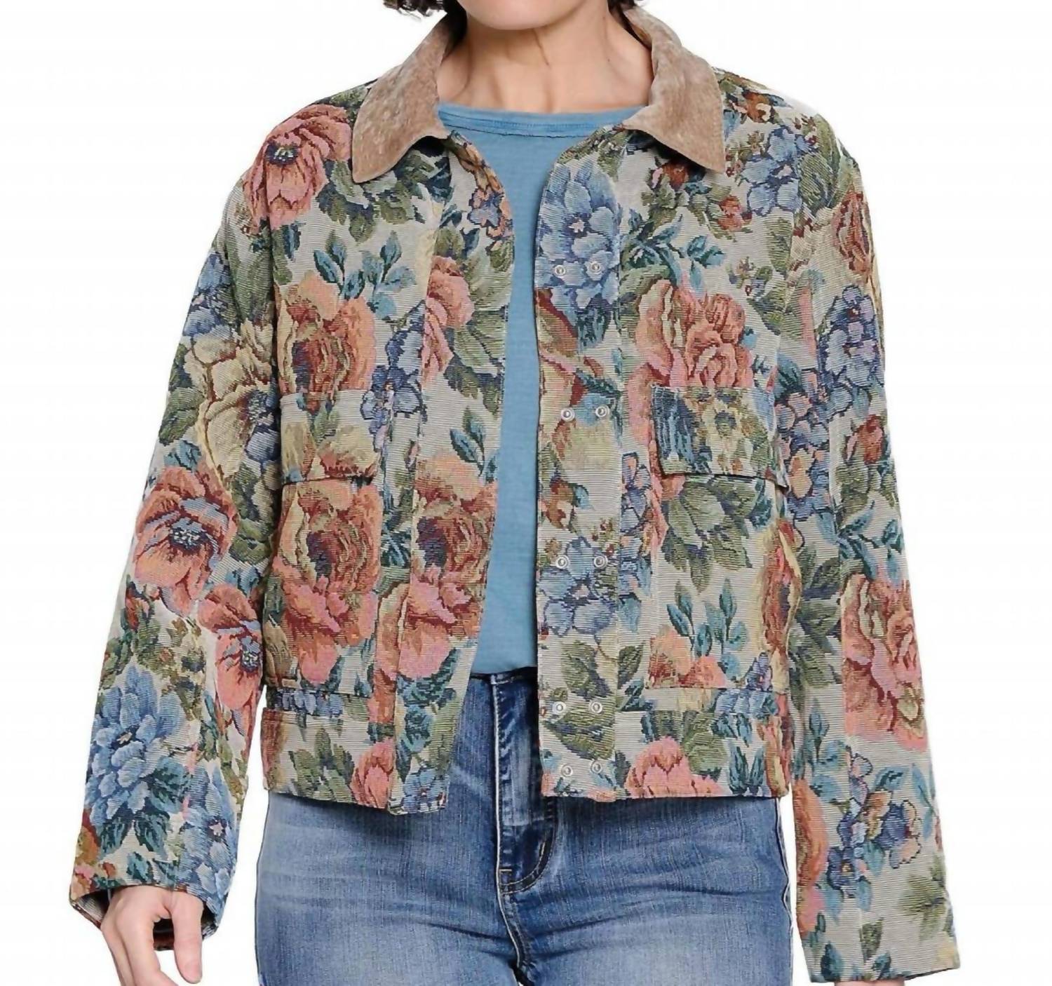 TRU LUXE Tapestry Jacket in floral multi - women's jacket