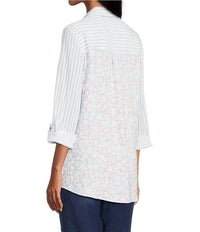 Multiples - Sequin Pocket Long Sleeve Button Shirt