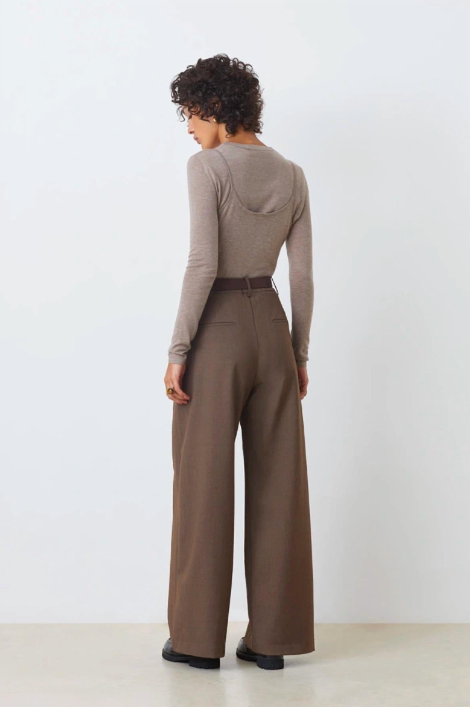 S3 Holding Prava Long Sleeve Top in taupe - women's top - alternate view