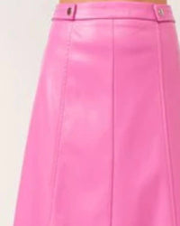Tea & Cup - Faux Leather Midi Skirt