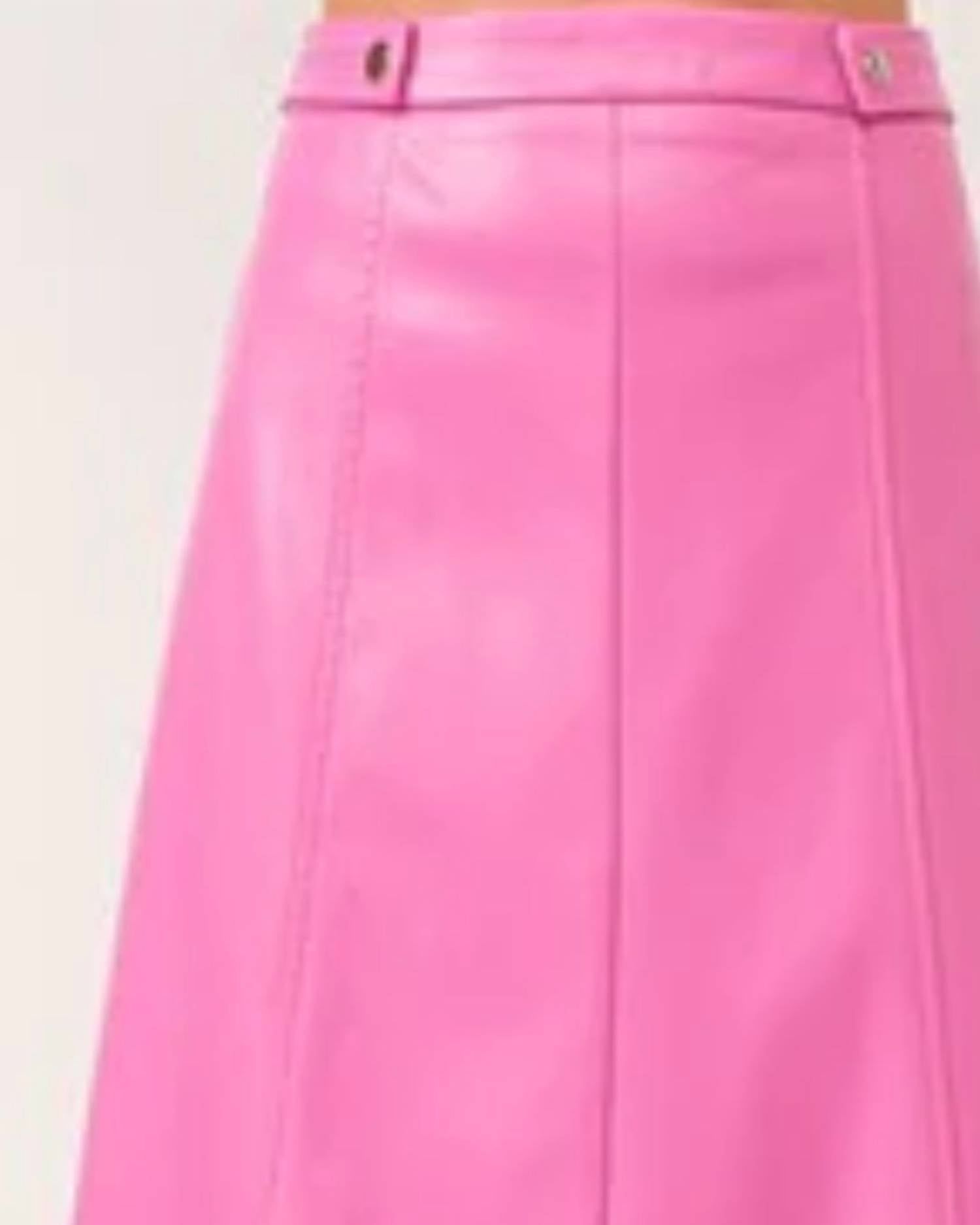 Tea & Cup - Faux Leather Midi Skirt
