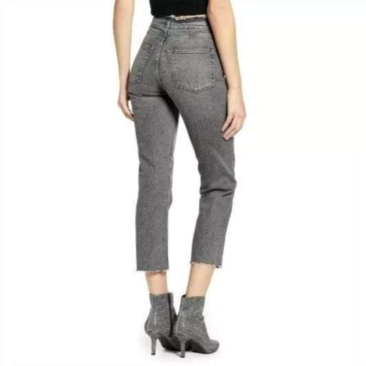 Topshop - High Rise Raw Hem Cropped Straight Leg Jeans