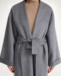 BY MALENE BIRGER Women's Trullem Belted Wool Coat in grey - women's jacket - alternate view