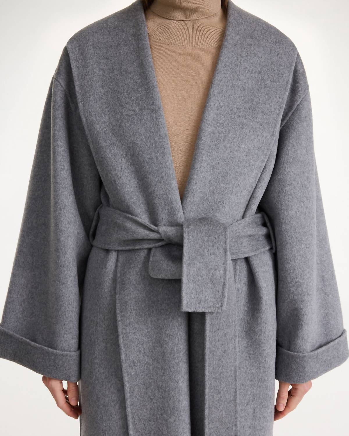 BY MALENE BIRGER Women's Trullem Belted Wool Coat in grey - women's jacket - alternate view