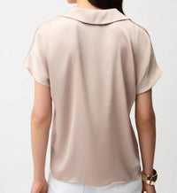 Joseph Ribkoff - SATIN BOXY BLOUSE WITH SHIRT COLLAR