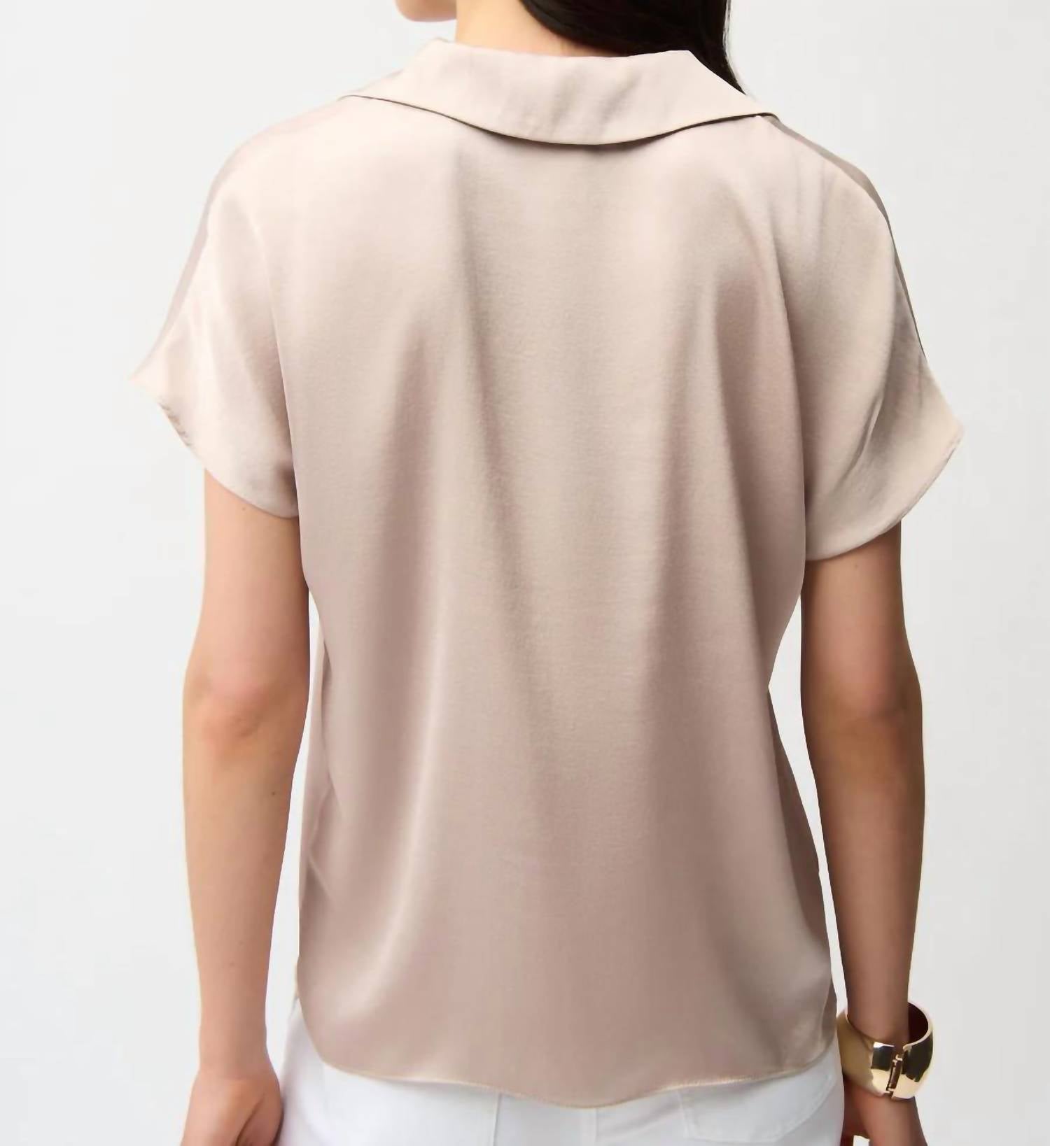 Joseph Ribkoff - SATIN BOXY BLOUSE WITH SHIRT COLLAR