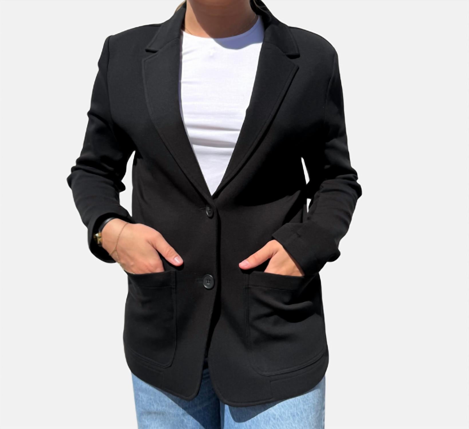 REPEAT cashmere Boyfriend Jacket in black - women's jacket