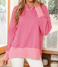 66Disco - Stripe Thumbhole Loose Fit Hoodie