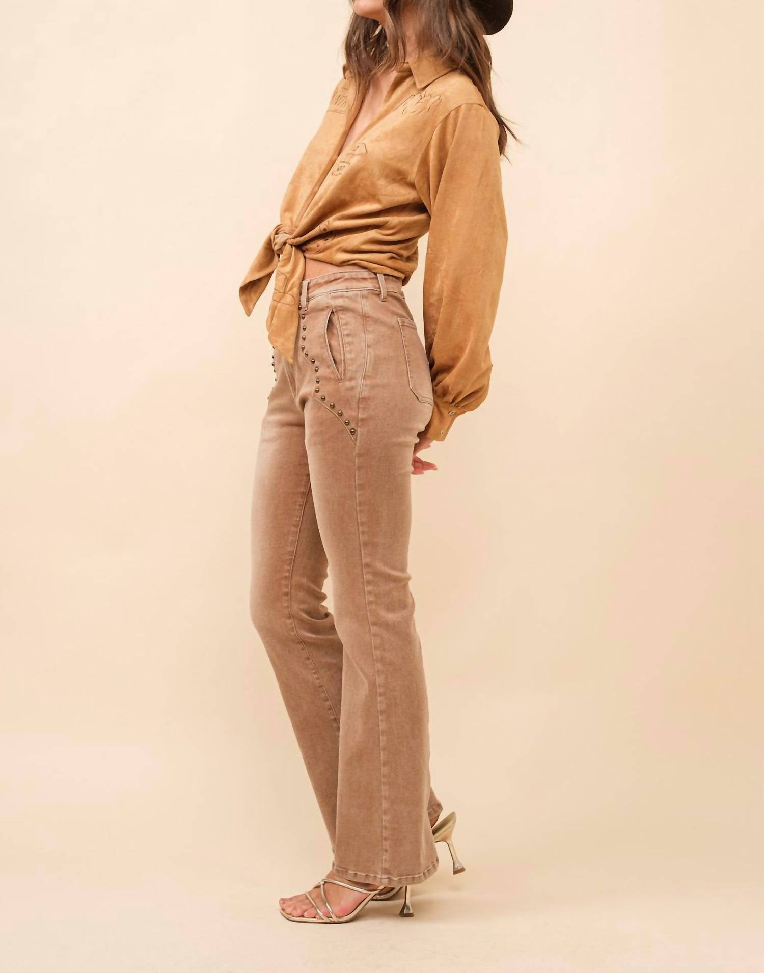 Blue B - Western Suede Tie Blouse
