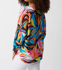 Joseph Ribkoff - Satin Abstract Print Boxy Topi